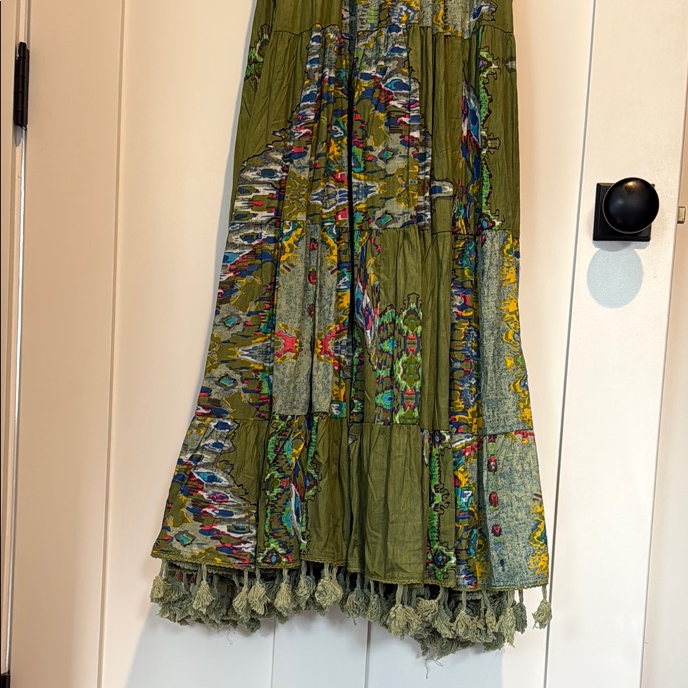 Anthropologie Green Tiered Maxi Dress with beaded detail - Picture 4 of 4